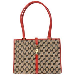 Gucci Red Beige GG Jackie Hobo Handbag 002-1073/002122 XX92201